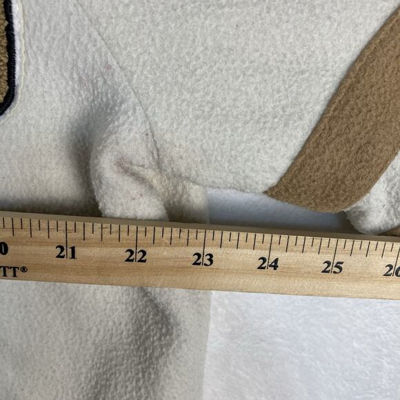 DR Essentials Mens L Ivory Tan Fleece Varsity Letter Cardigan Sweater College - Picture 9 of 10